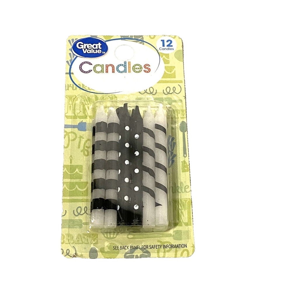 great value 12 count black and white birthday party cake candles